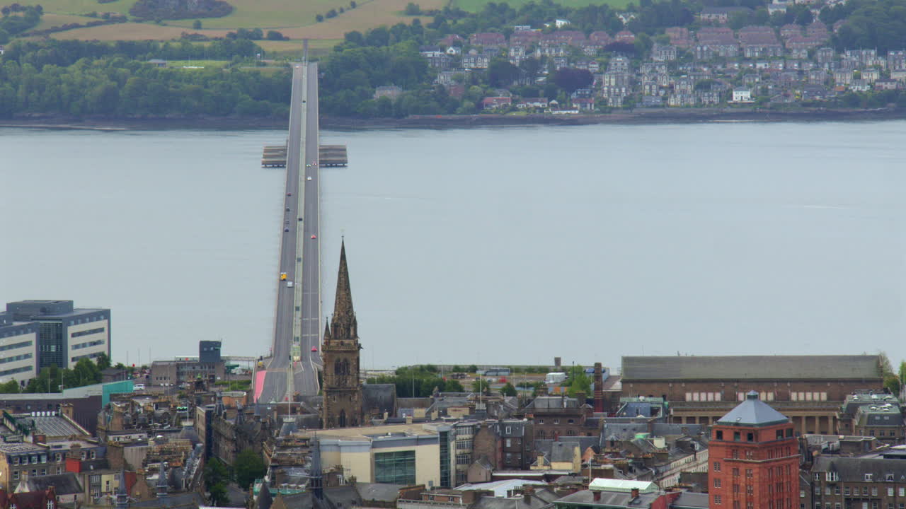 Left of frame Long shot of the A92 Tay Road bridge at Dundee