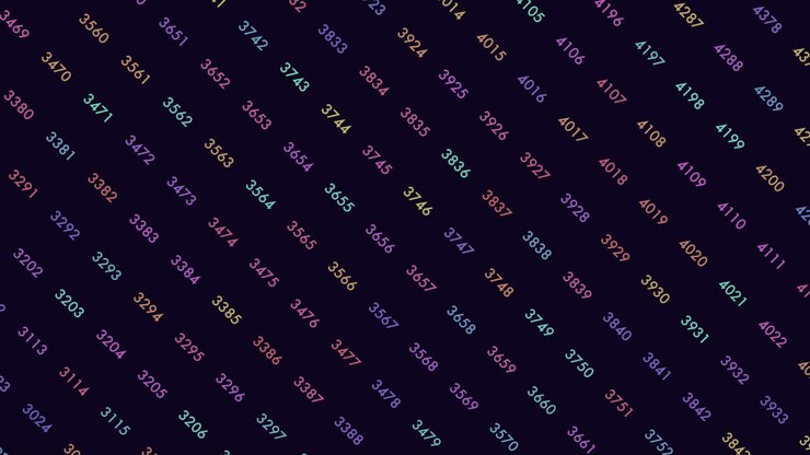 Digital binary code with random neon led numbers on computer screen
