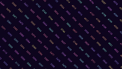 Digital binary code with random neon led numbers on computer screen
