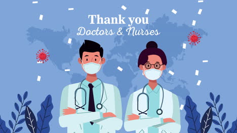 doctors couple with thanks you doctors and nurses message campaign