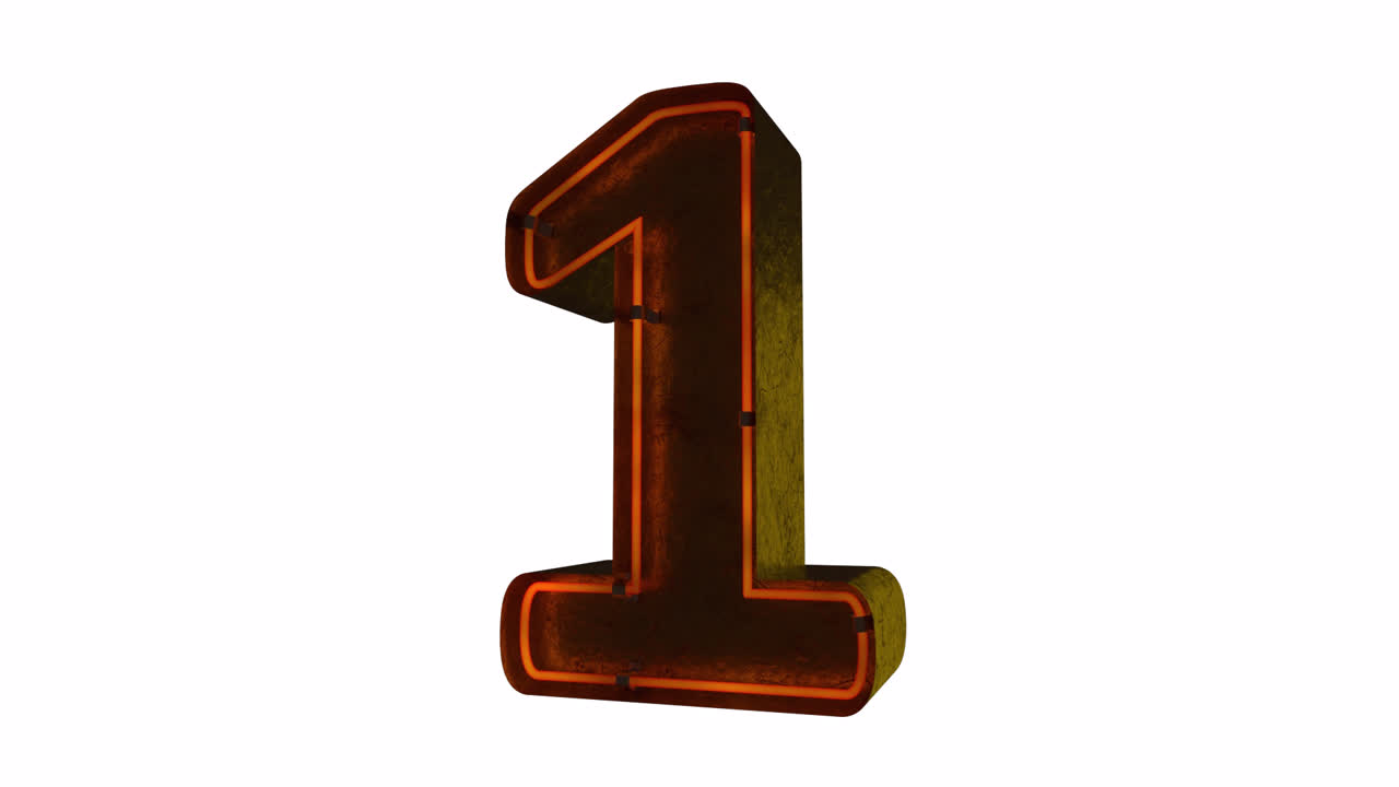 Numero Uno 3D Animato con Luce al Neon Tremolante