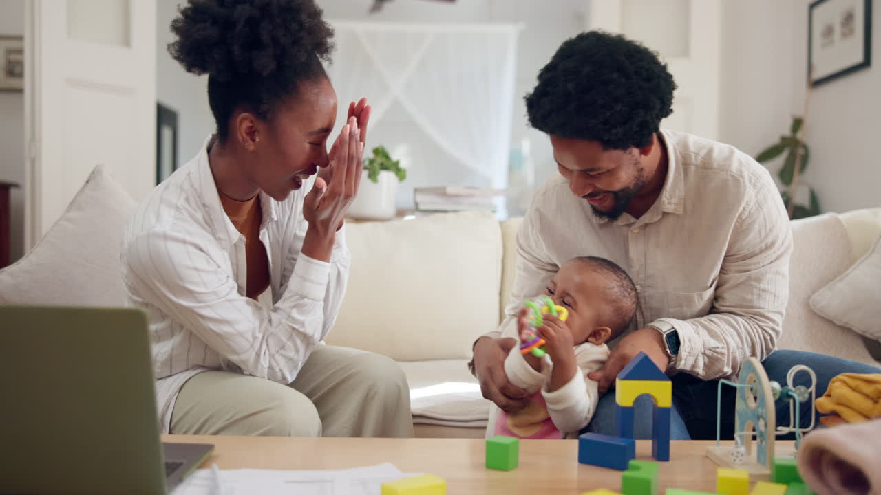Family playing together at home