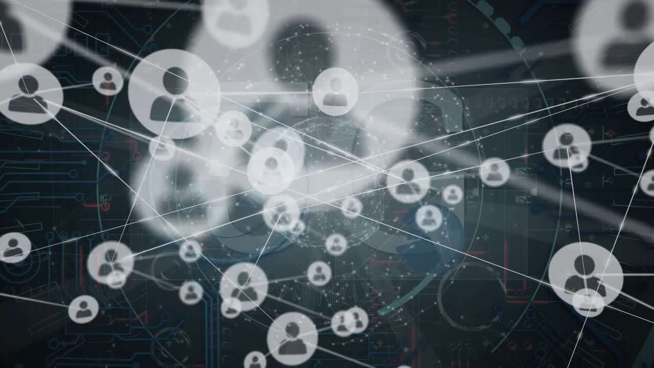 Animazione di elaborazione dati su testo e icone 5G