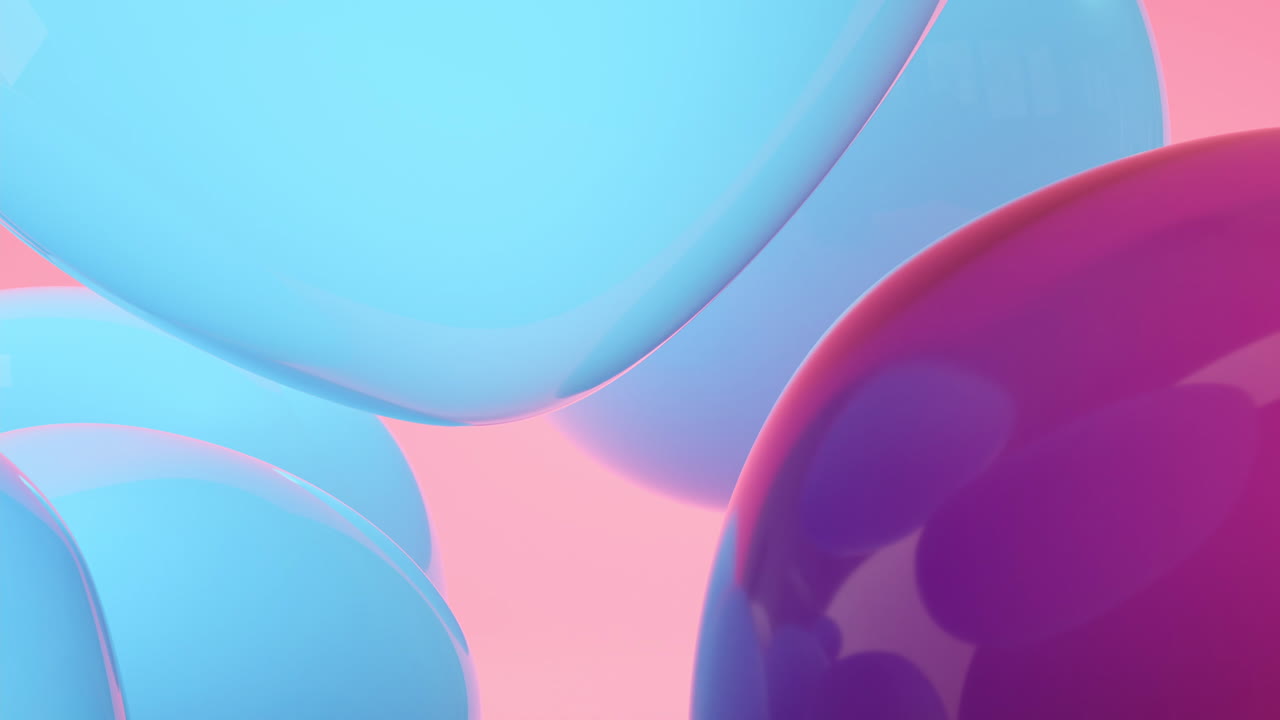 Soft bouncy balls hit each other, 3d rendering.