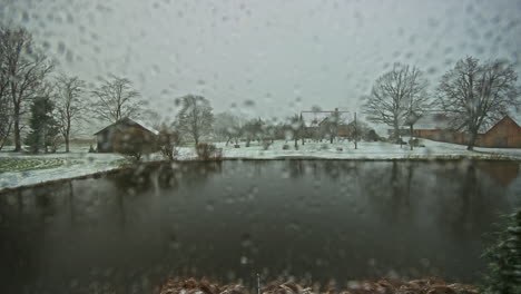 winter day time lapsing in farm property, weather changes, seasonal concept