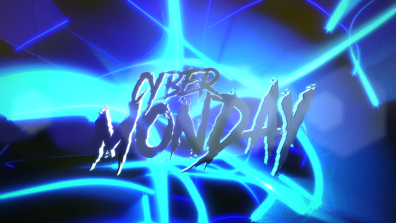 Cyber Monday på scene med blå laserlinjer