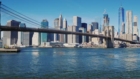 cityscape of manhattan and brooklyn bridge