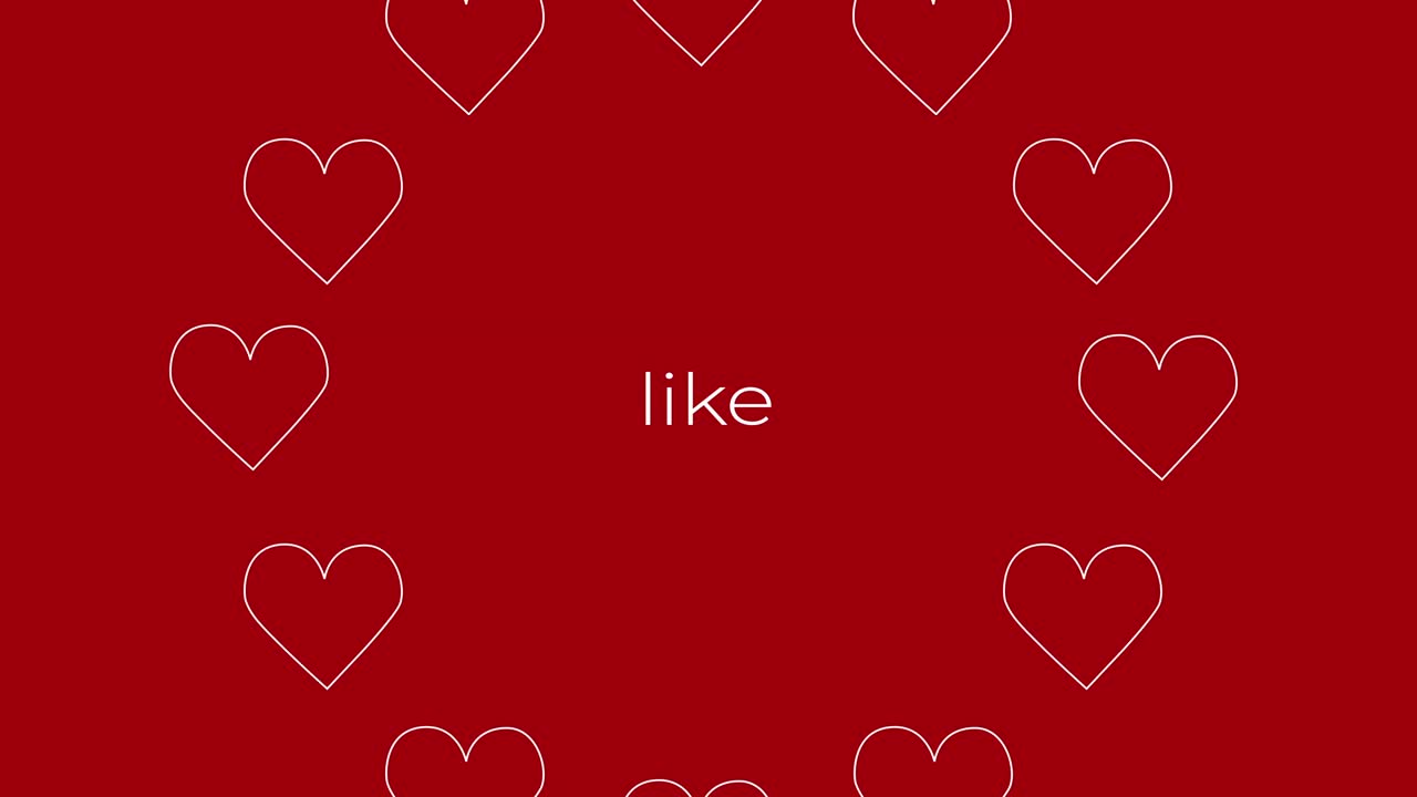 Social media red heart like 4k and hd video, moving text motion graphic