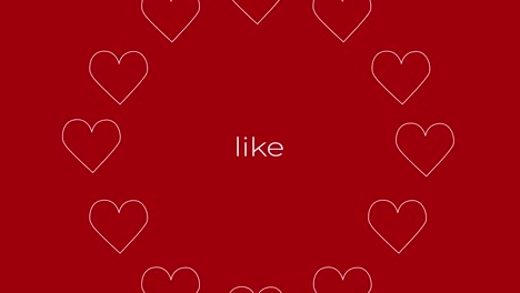 social media red heart like 4k and hd video, moving text motion graphic