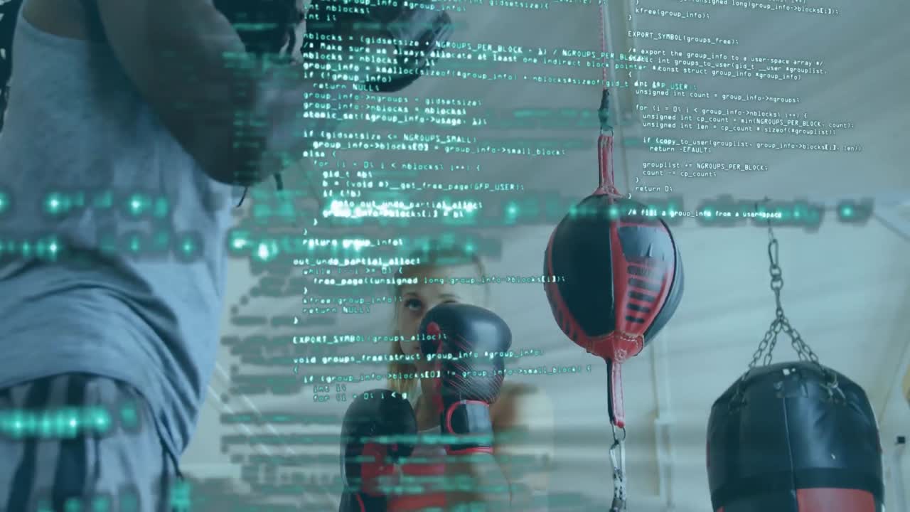 여성 권투 선수와 그녀의 남성 코치에 대한 통계 스캔과 데이터 처리