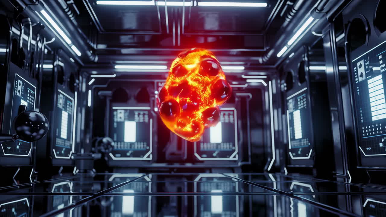 미래의 실험실에서 반이는 추상적인 물체