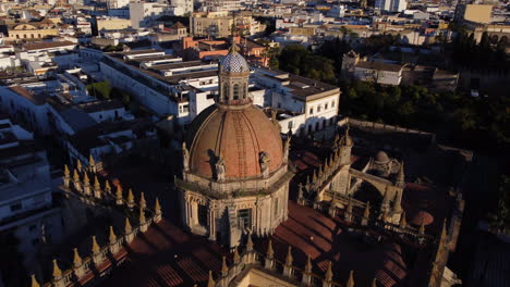 impressive dome of the cathedral of jerez de la frontera, spain. aerial