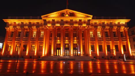 illuminated government building at night
