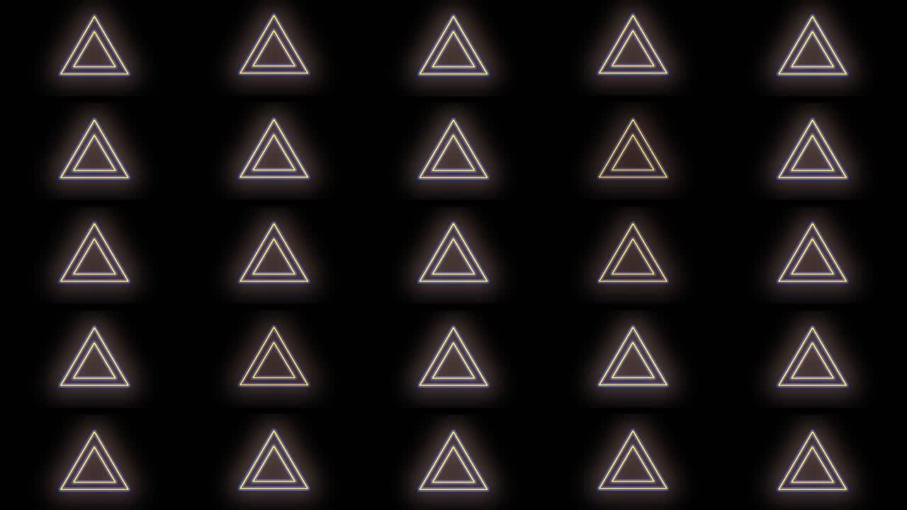 patrón de triángulos amarillo neón pulsante en filas 3