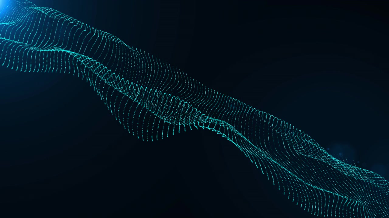 Abstract Blue Particle Wave Motion on Dark Background