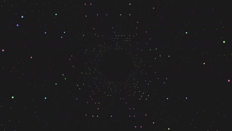 motion hexagons with rainbow lines and dots