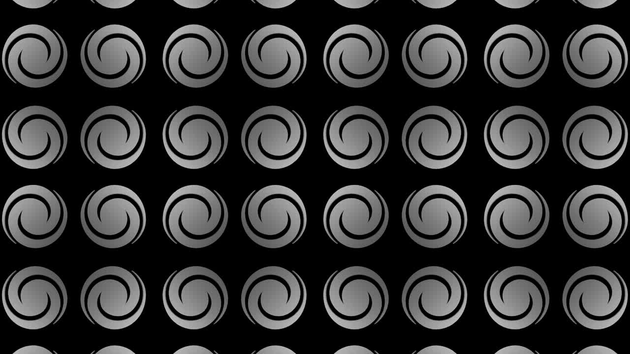Graphic pattern in black and white with stroboscopic and hypnotic effect, while increasing in size and then reducing it.