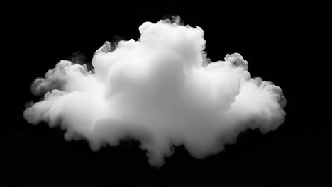 fluffy cloud against black background animation isolated asset, transparent 4k video, alpha channel