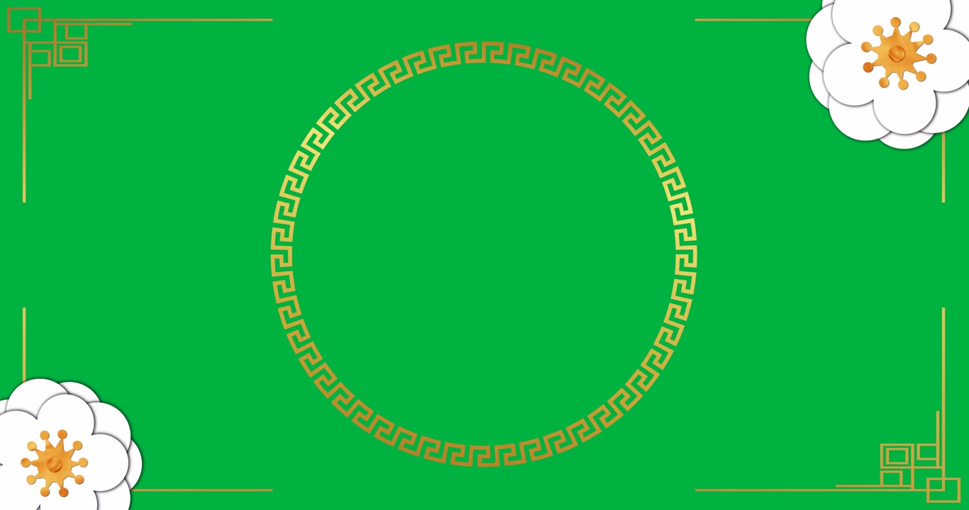 Animation of chinese new year gold and white flower and circle decoration on transparent background