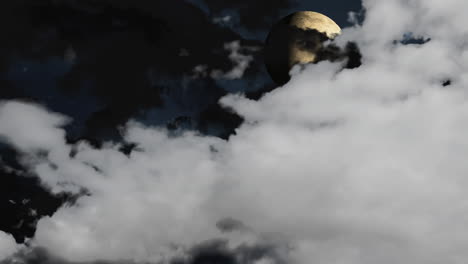 animación de la luna y las nubes moviéndose rápidamente sobre el cielo nocturno