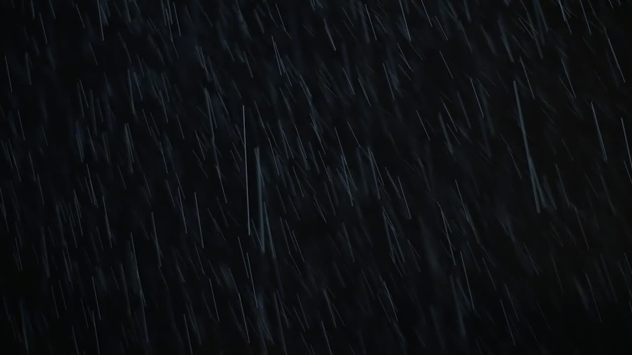 Rain pouring during night thunderstorm
