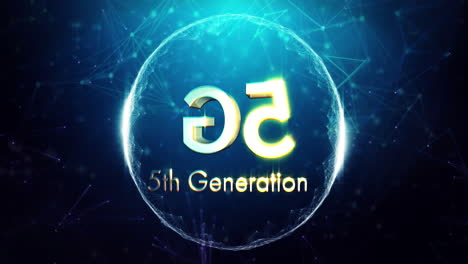 animación de texto de 5g 5a generación sobre globo giratorio y red de conexiones