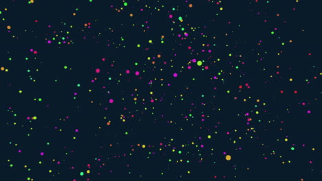 vibrant floating dots forming a spiral pattern on black background