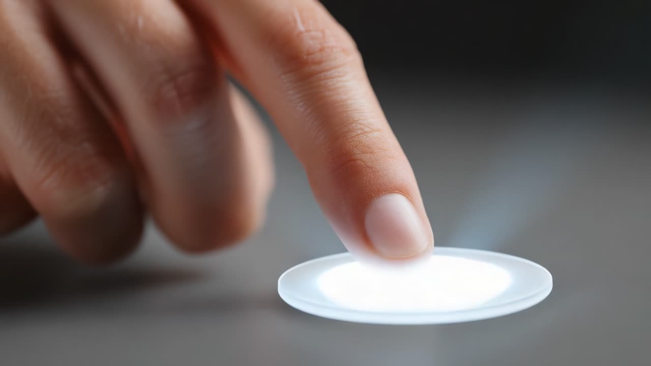 An Innovative Touch: A User's Finger Interacting with a Touch-Sensitive Illuminated Surface, Showcasing Modern Technology and User Experience in Action