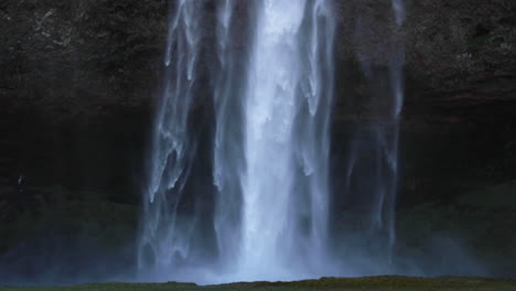 water running over iceland waterfall in slow motion
