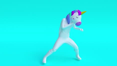 unicorn fighting against a person. loop animation with alpha mask 4k animation