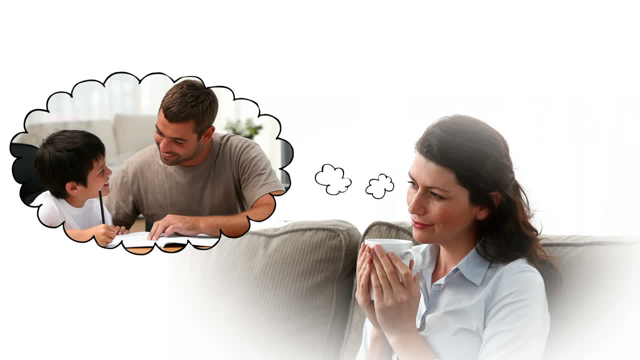 아들을 떠올리는 여자