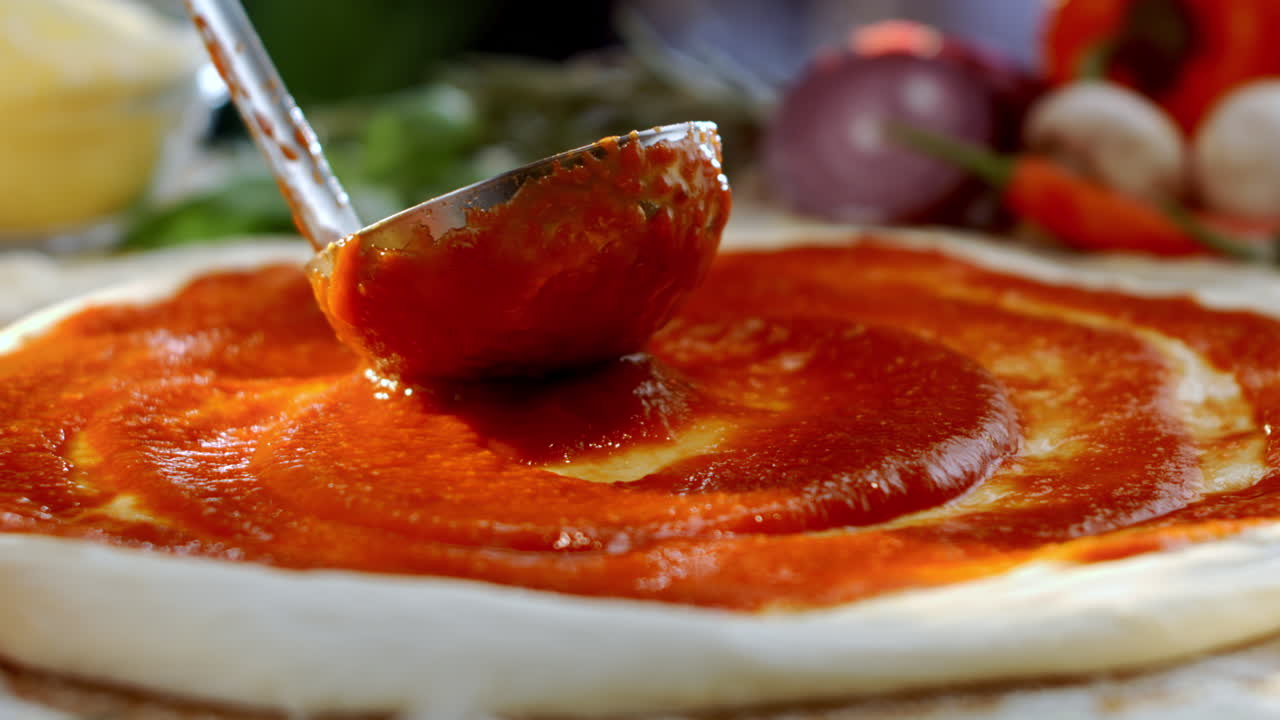Preparare la pizza con salsa di pomodoro