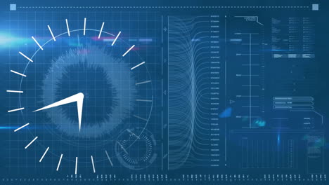 animación de la visualización y el análisis de datos a través de la interfaz técnica azul con gráficos y gráficos