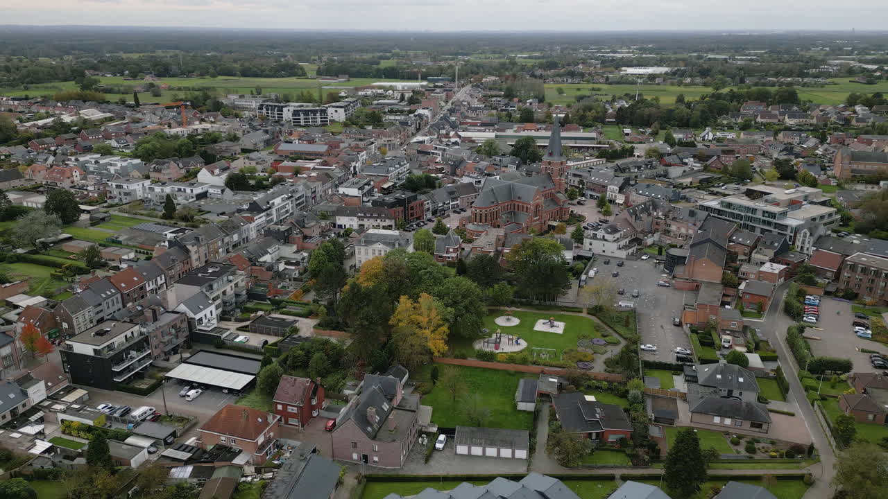 Aerial View of a Charming Town in Belgium