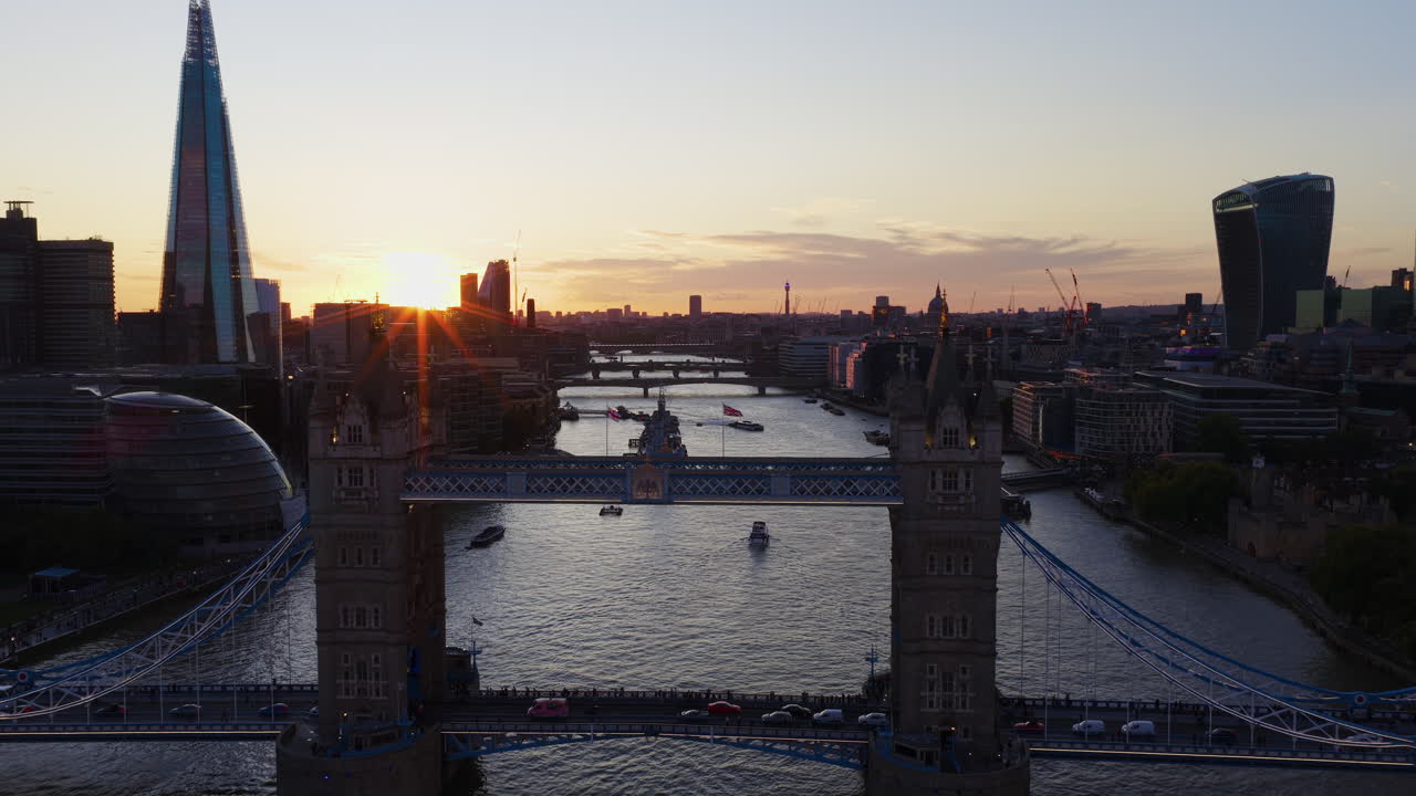 Tower Bridge and London Skyline at Sunset
