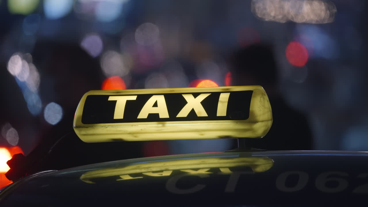 Taxi at Night in the City