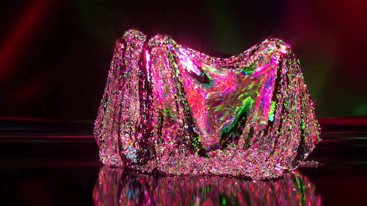 은 반이는 직물 에서 무작위로 움직입니다. 추상적인 배경, 분홍색, 녹색, 3d 애니메이션