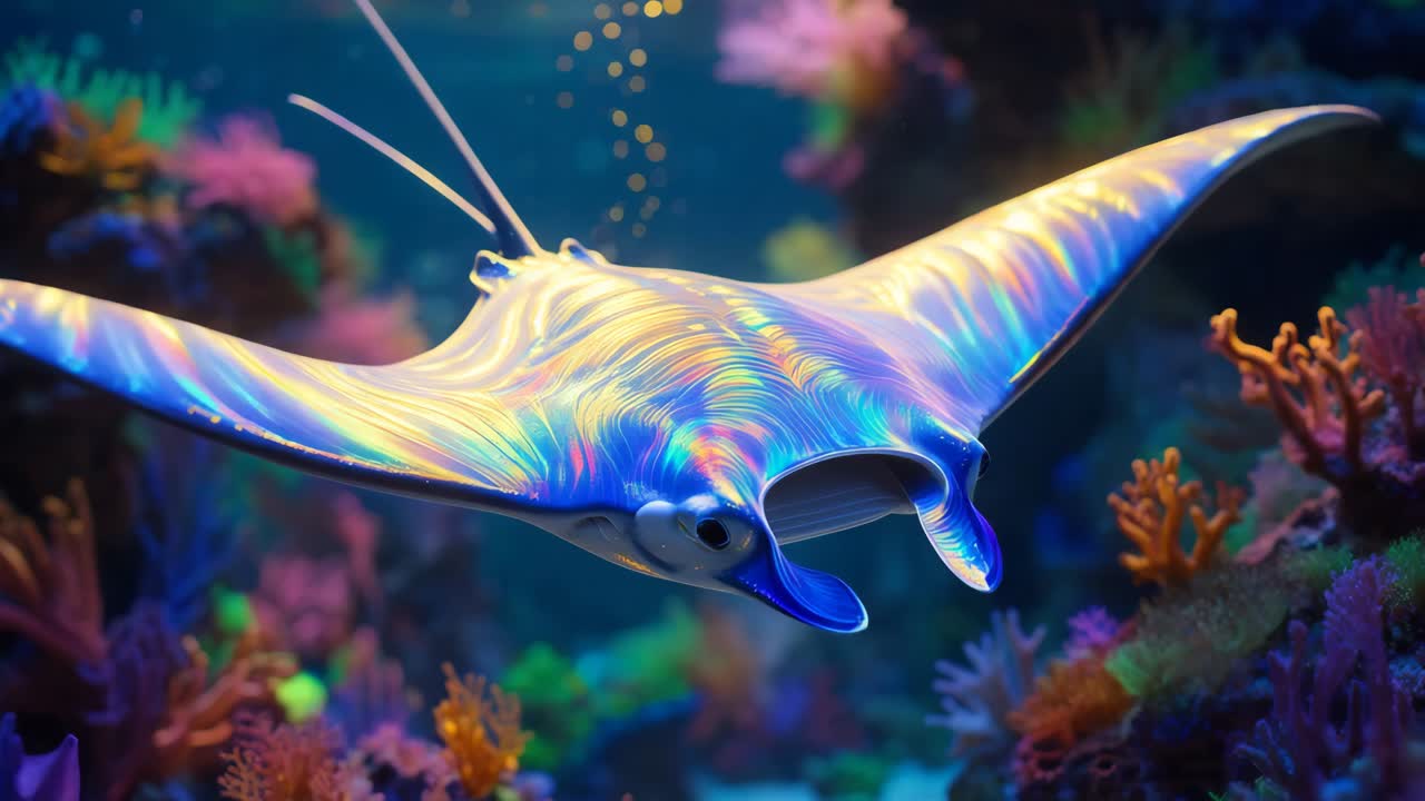 아쿠아리움 에 있는 아름다운 만타 레이