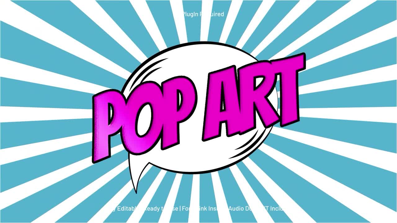 Testo animato dinamico con stili retrò e pop art