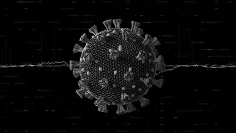 animación del procesamiento de datos y la célula del virus covid-19