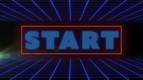 Animation-of-start-text-over-blue-grid