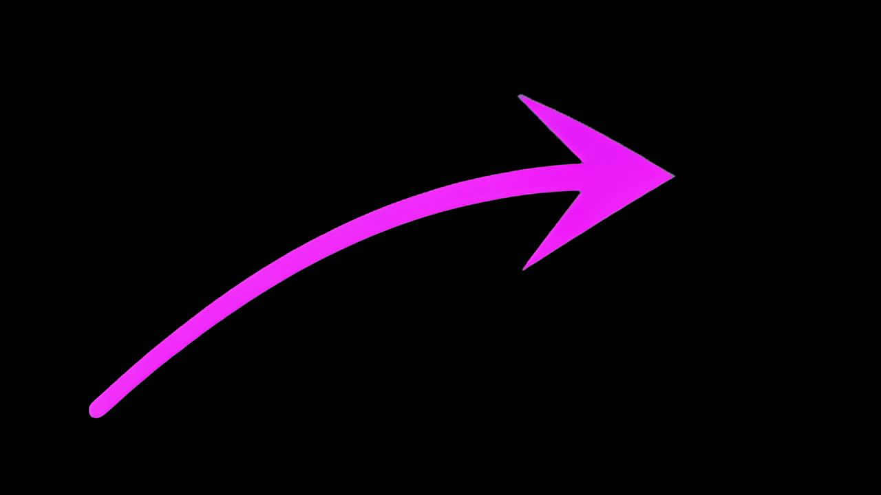 Curved pink arrow icon animation isolated asset, transparent 4K video, alpha channel, ProRes 4444