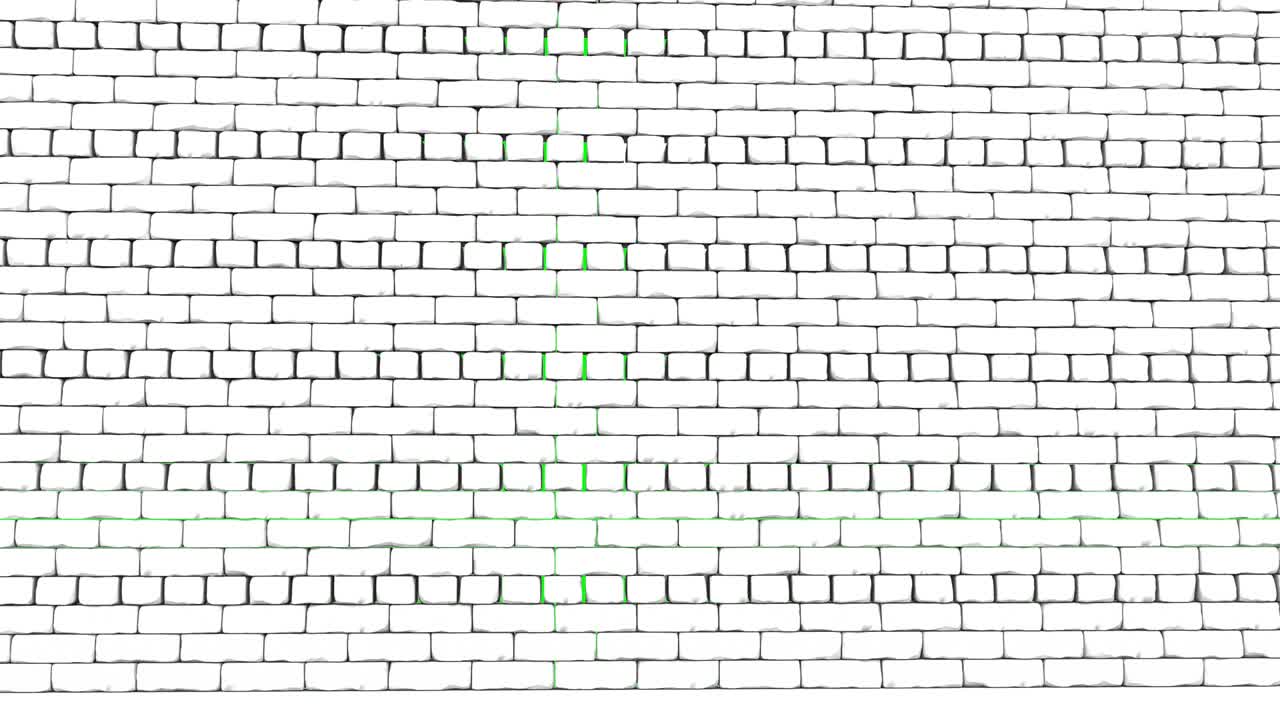 la pared de ladrillo blanco destruye en pantalla verde 4k