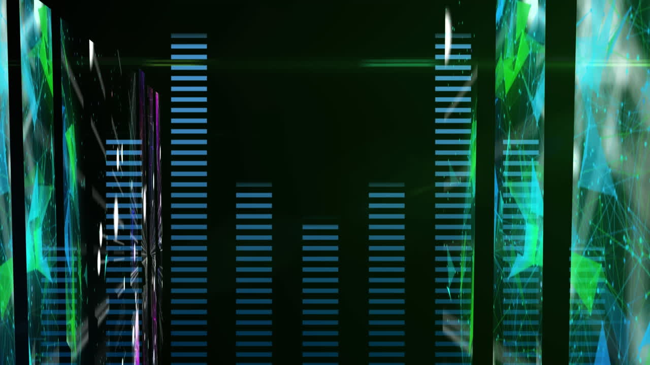 Animation of moving digital columns on black background