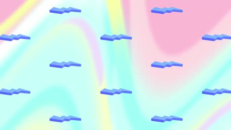 animación de iconos de relámpago azul repetidos sobre un fondo de colores