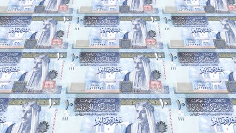 billetes de diez dinares jordanos de jordania rodando, dinero en efectivo, bucle