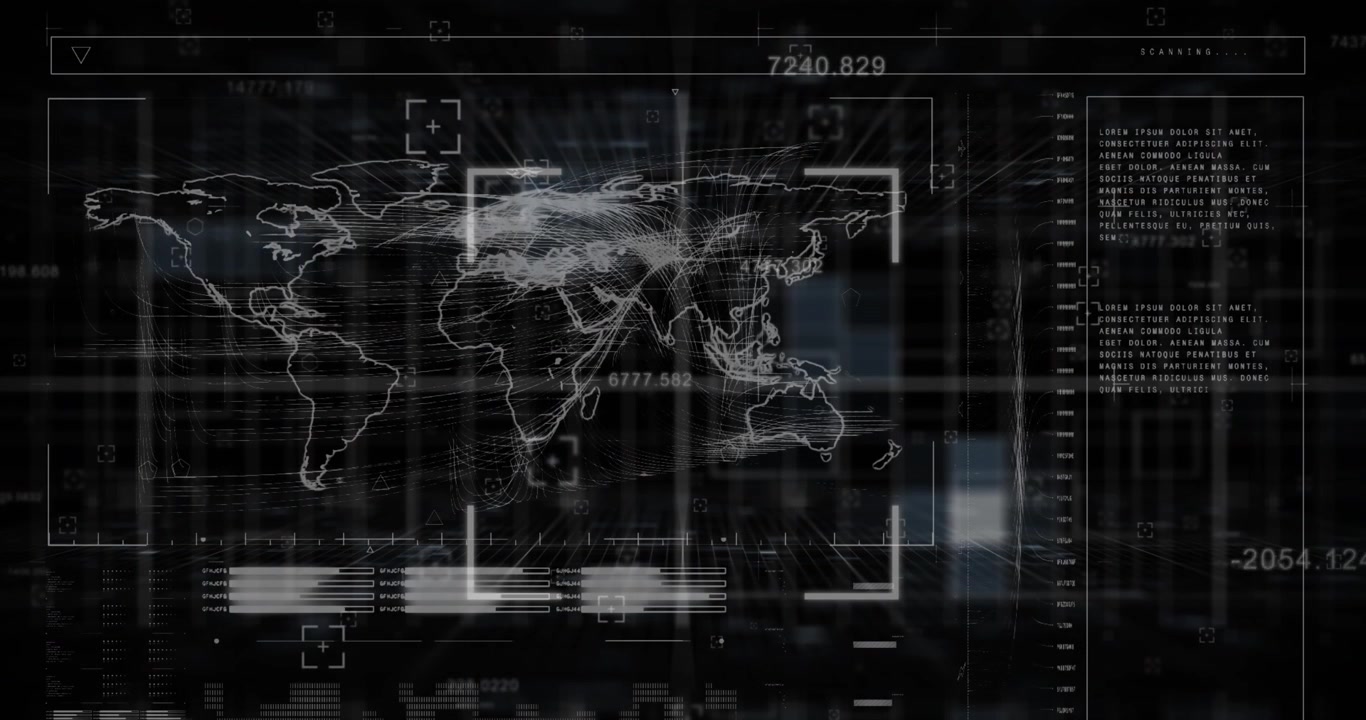 Animation of world map over data processing