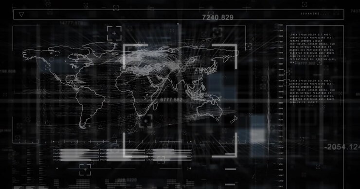 Animation of world map over data processing