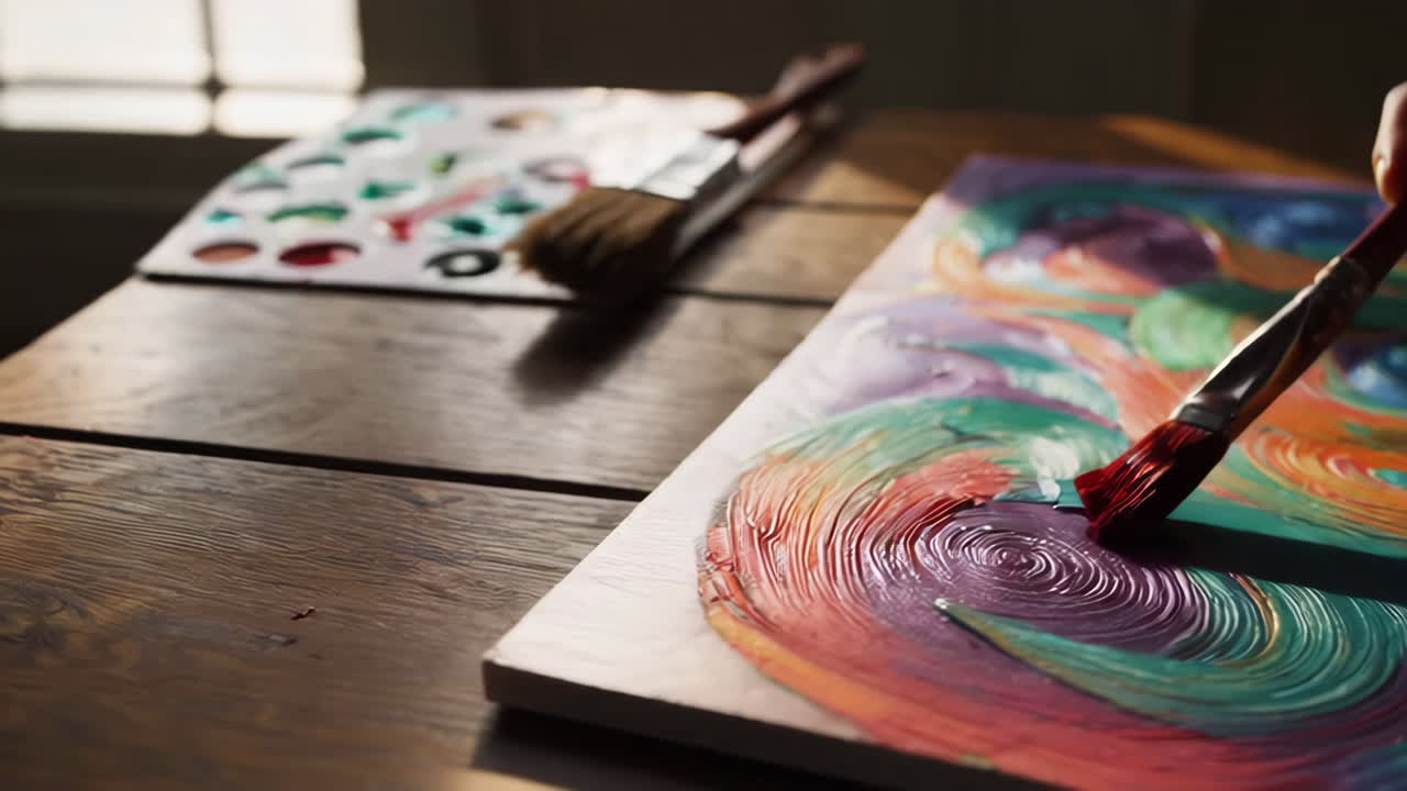 Artist Painting with Vibrant Colors