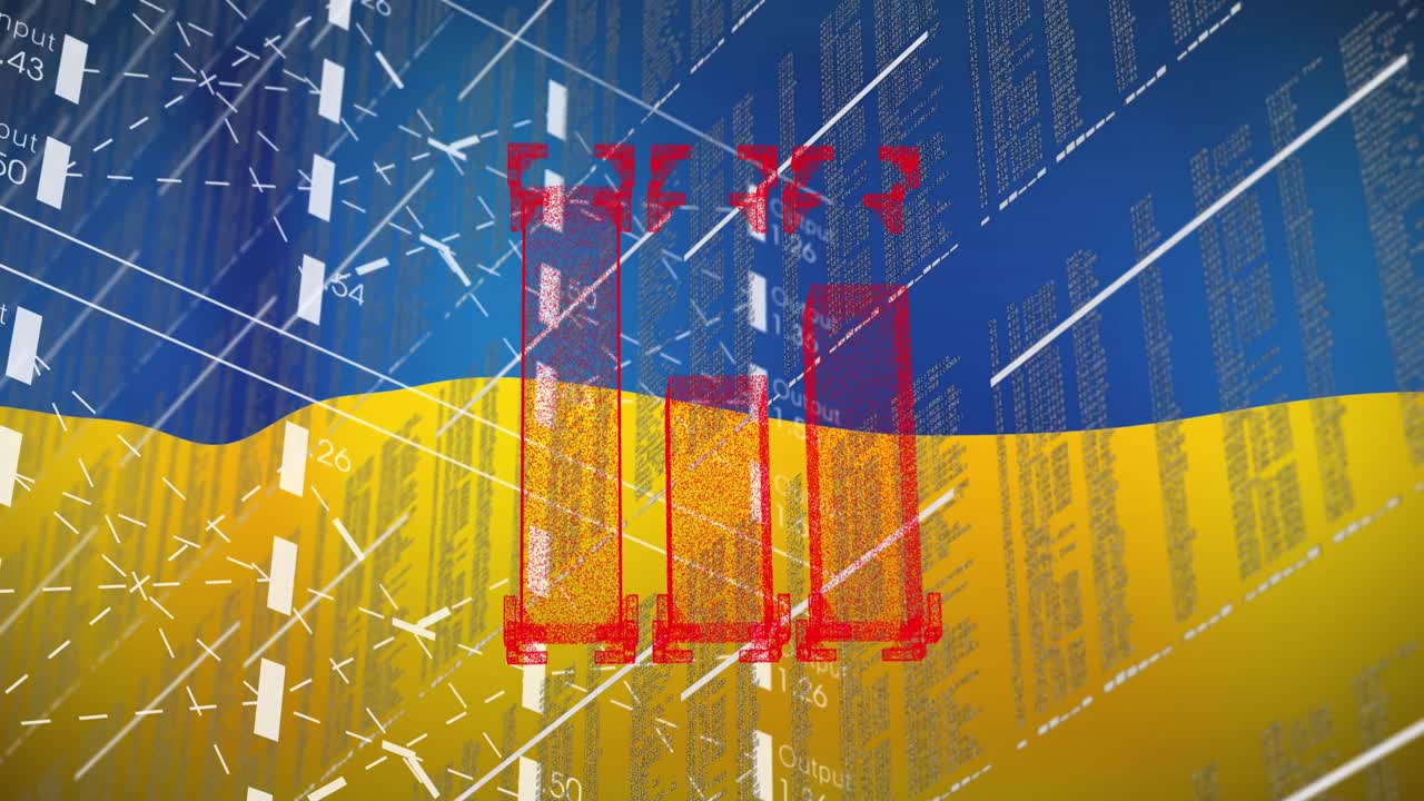 우크라이나의  ⁇ 발 위에 있는 금융 데이터와 그래프의 애니메이션